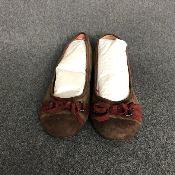 Sofft Brown Burgundy Suede Ballet Flats Womens Size 9.5M Bow Buckle Comfort Shoe - Picture 4 of 10